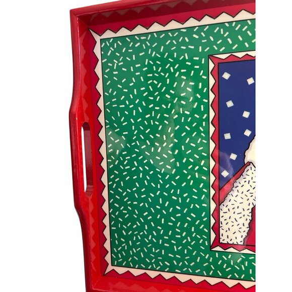 Holiday Serving Tray Potpourri Press Wood Rectangle Santa Holiday Decor Vtg RARE - Picture 7 of 10